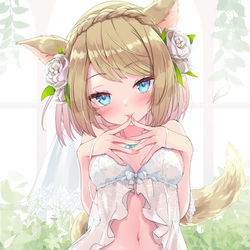 This is a pixiv picture whose title is 挑発的なケモミミ少女.