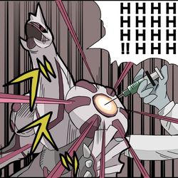 This is a pixiv picture whose title is 注射されるパルキア.