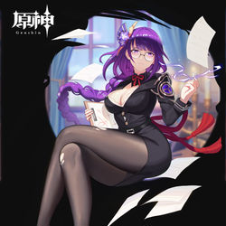 This is a pixiv picture whose title is 雷电将军教师版.