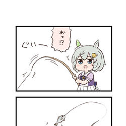 This is a pixiv picture whose title is ウマ娘わくわく4コマまんが「弱肉強食」.