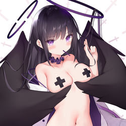 This is a pixiv picture whose title is やさぐれ黒てんしちゃん.