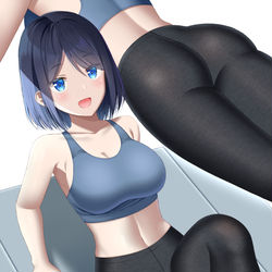 This is a pixiv picture whose title is 「一緒にトレーニングしない？」.
