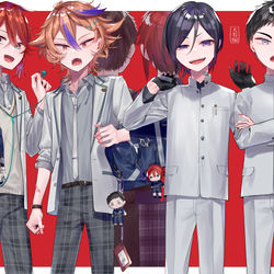 This is a pixiv picture whose title is 学パロ大将組ぁ！.
