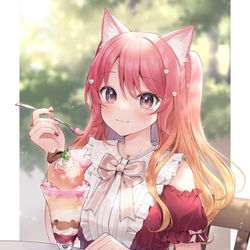 This is a pixiv picture whose title is 桃パフェ🍑.