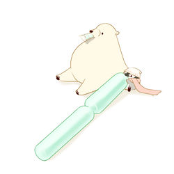 This is a pixiv picture whose title is 半分こアイス.