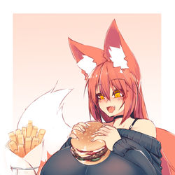 This is a pixiv picture whose title is ハンバーガー狐.