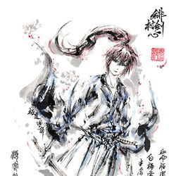 This is a pixiv picture whose title is 【極道畫師】緋村劍心(追憶篇).