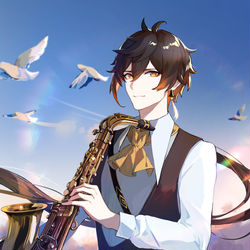 This is a pixiv picture whose title is 钟离.
