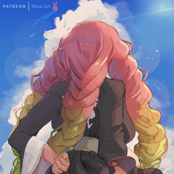 This is a pixiv picture whose title is 【鬼滅の刃】甘露寺蜜璃 | Mitsuri Kanroji.