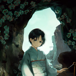 This is a pixiv picture whose title is 洞の子.