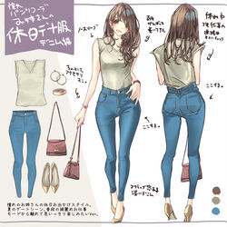 This is a pixiv picture whose title is 憧れパンツコーデお姉さんの休日デート服。.