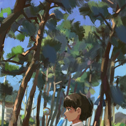 This is a pixiv picture whose title is 旧街道を往く.