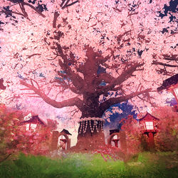 This is a pixiv picture whose title is 幽雅に咲かせ、墨染の桜.