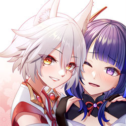 This is a pixiv picture whose title is 狐斋宫＆雷电将军.