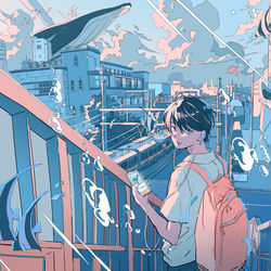 This is a pixiv picture whose title is water world.