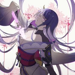 This is a pixiv picture whose title is Raiden♥.
