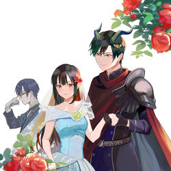 This is a pixiv picture whose title is 聖女と魔王の偽装婚約表紙.