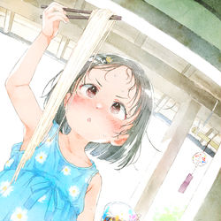 This is a pixiv picture whose title is これは、田舎のおばあちゃん家でそうめんを喰らうじとぺた姉妹.