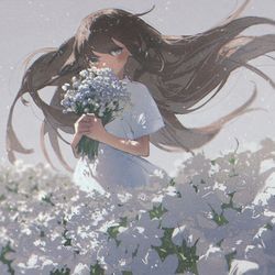 This is a pixiv picture whose title is 白と花.