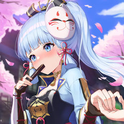 This is a pixiv picture whose title is Ayaka Kamisato.
