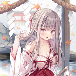 This is a pixiv picture whose title is お清めしている巫女さん.