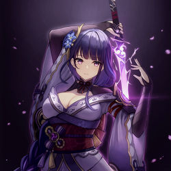 This is a pixiv picture whose title is 雷電将軍.