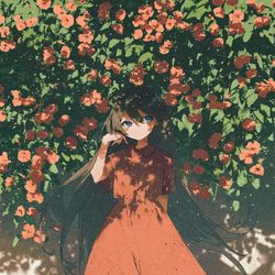 This is a pixiv picture whose title is 赤と花.