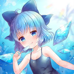 This is a pixiv picture whose title is スク水チルノ.