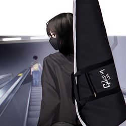 This is a pixiv picture whose title is 今天在地铁又遇到背吉他的少女。😗.