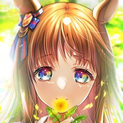 This is a pixiv picture whose title is たんぽぽとグラスワンダー.