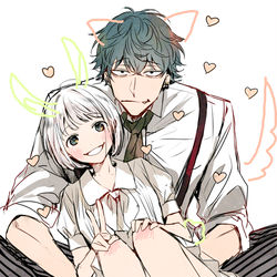 This is a pixiv picture whose title is うさぎとおおかみ.