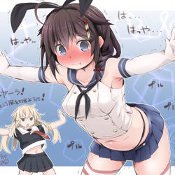 This is a pixiv picture whose title is 島風と服を交換したしぐかぜ.