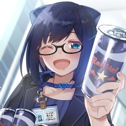 This is a pixiv picture whose title is コーヒーを渡すノリでエナドリを手渡してくるホロライブ裏方スタッフ.