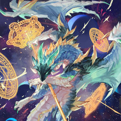 This is a pixiv picture whose title is skebで描いたドラゴン・ケモノまとめ.