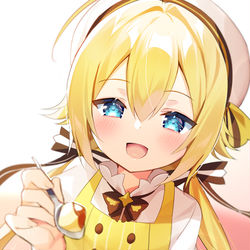 This is a pixiv picture whose title is 「たべさせてあげるから おくちあけて！」.