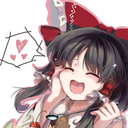 This is a pixiv picture whose title is パフェと霊夢さん.