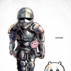 This is a pixiv picture whose title is 鎧さん＆ちいかわ.