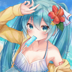 This is a pixiv picture whose title is 水着ミクさん.