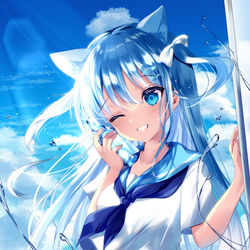 This is a pixiv picture whose title is blue.
