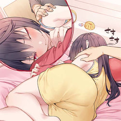 This is a pixiv picture whose title is デザートを口に運んでもらうまで寝たふり《妹10大秘密その2》.