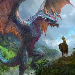 This is a pixiv picture whose title is ドラゴンとカウガール.