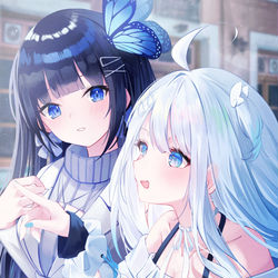 This is a pixiv picture whose title is 母娘デート💙.