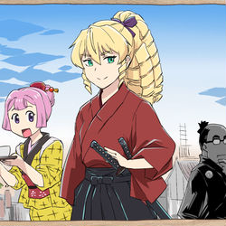 This is a pixiv picture whose title is 時代劇転生おじさん.