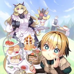 This is a pixiv picture whose title is ガレスちゃんのお茶会.