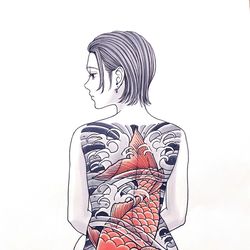 This is a pixiv picture whose title is 降り鯉(赤).