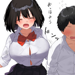 This is a pixiv picture whose title is おっぱいで挨拶してくる子.