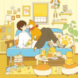 This is a pixiv picture whose title is 柴犬好きの部屋.