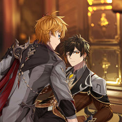 This is a pixiv picture whose title is 钟离与公子的契约.