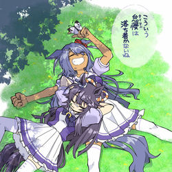 This is a pixiv picture whose title is ナリブとヒシアマ姐さんと秘密のタイマン.
