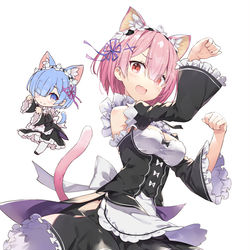 This is a pixiv picture whose title is ラム＆レム ネコミミver.